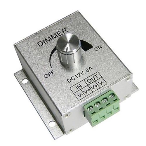 DC12-24V Max 8A, Aluminum Shell PWM Adjustable Brightness Light Switch Dimmer Controller For 4 Lines Flexible LED Strips